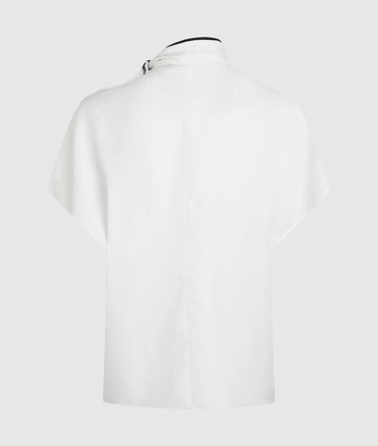 Karl Lagerfeld Linen Blend Pipelined Blouse Pristine