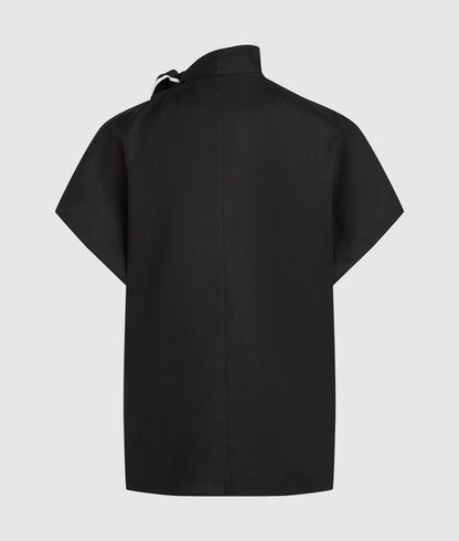 Karl Lagerfeld Linen Blend Pipelined Blouse Black