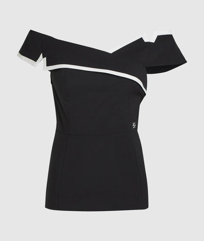Karl Lagerfeld Tailored Off-Shoulder Top Black