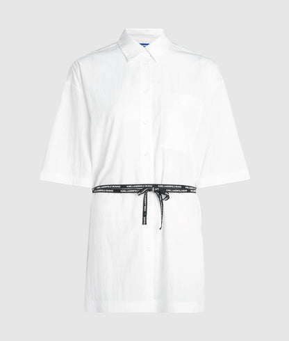 Karl Lagerfeld Short-Sleeved Tie Waist Shirt White