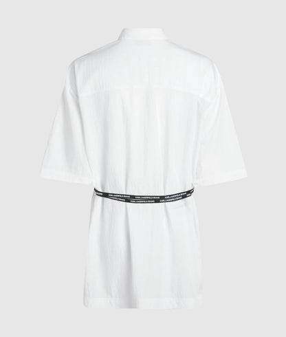 Karl Lagerfeld Short-Sleeved Tie Waist Shirt White