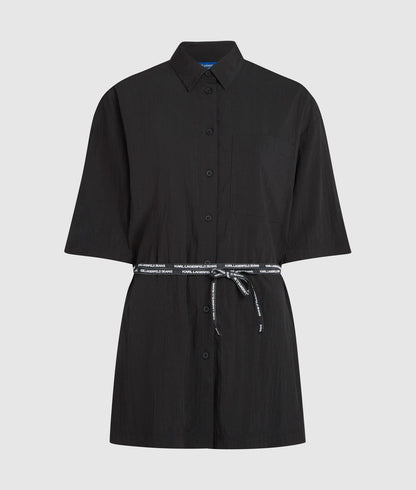 Karl Lagerfeld Short-Sleeved Tie Waist Shirt Black