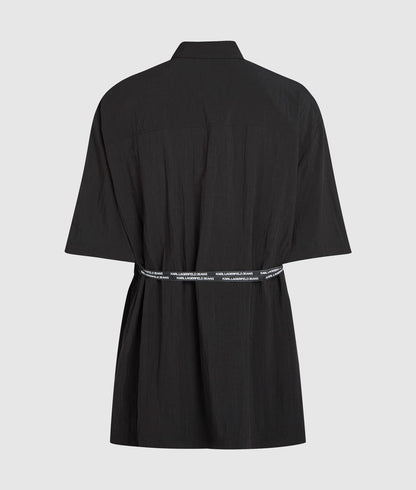 Karl Lagerfeld Short-Sleeved Tie Waist Shirt Black