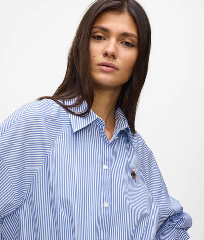 Karl Lagerfeld Ikon Striped Shirt White And Blue Stripes