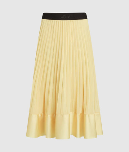 Karl Lagerfeld Satin Pleated Skirt Sunlight