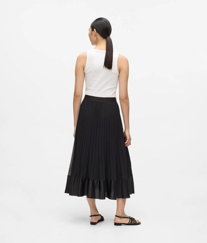 Karl Lagerfeld Satin Pleated Skirt Black