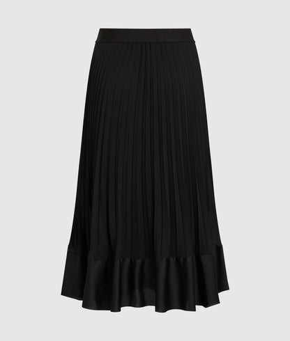 Karl Lagerfeld Satin Pleated Skirt Black