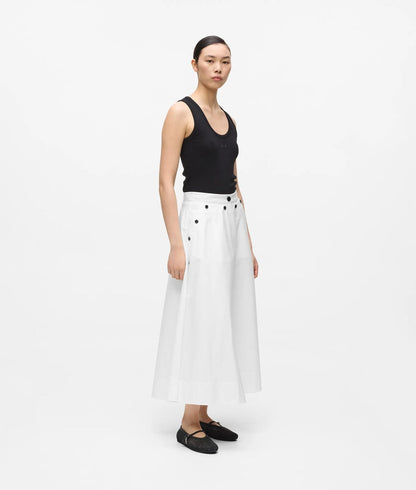 Karl Lagerfeld Button Detail A-Line Skirt White
