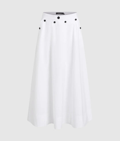 Karl Lagerfeld Button Detail A-Line Skirt White