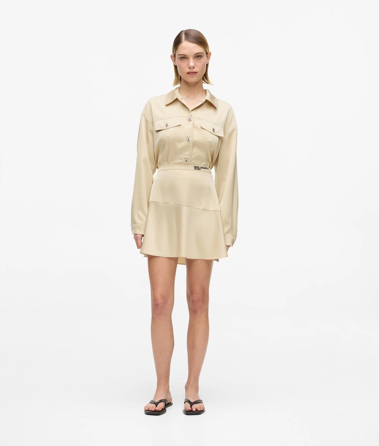 Karl Lagerfeld Satin Mini Skirt Champagne