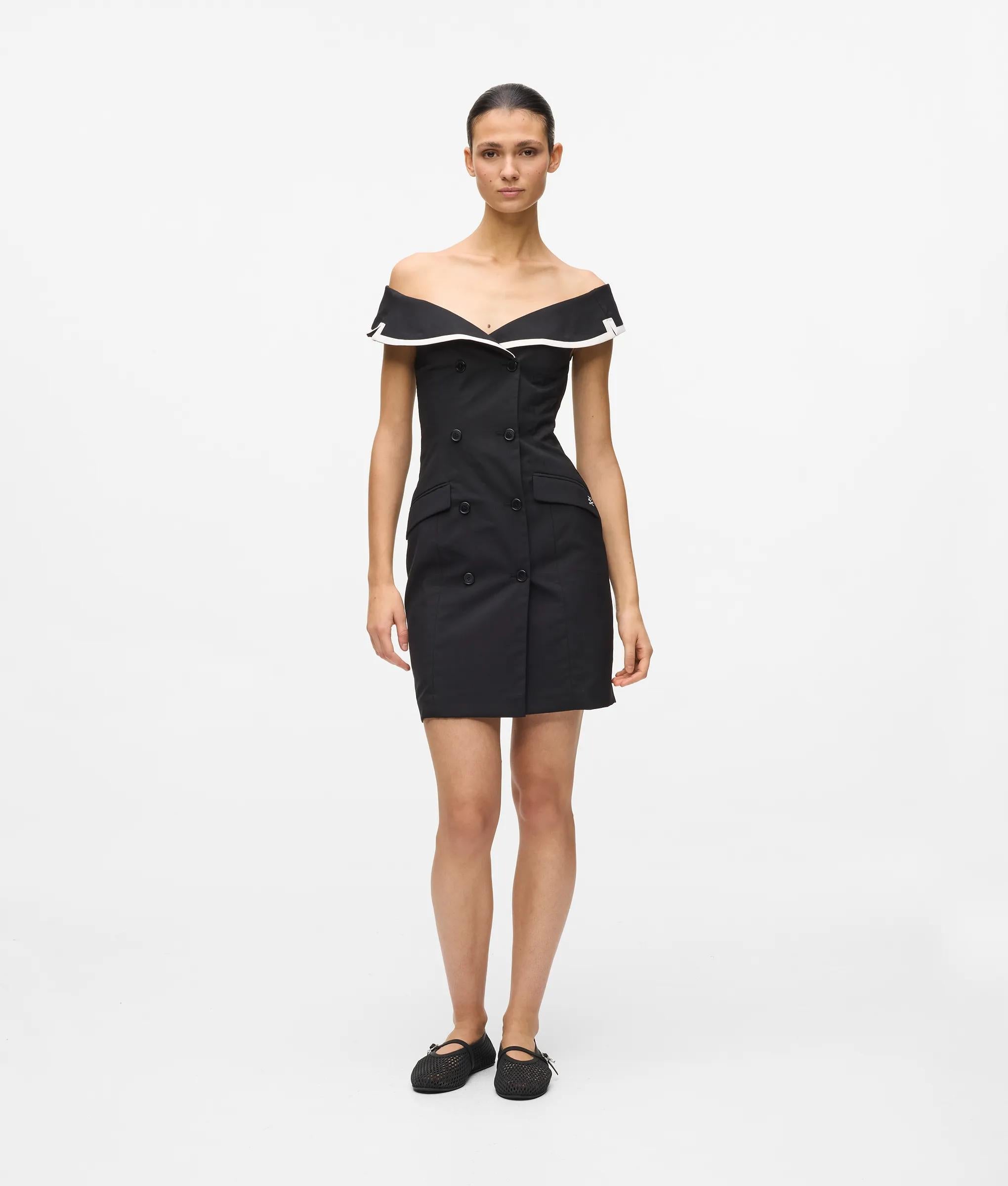 Karl Lagerfeld Off Shoulder Blazer Dress Black/White
