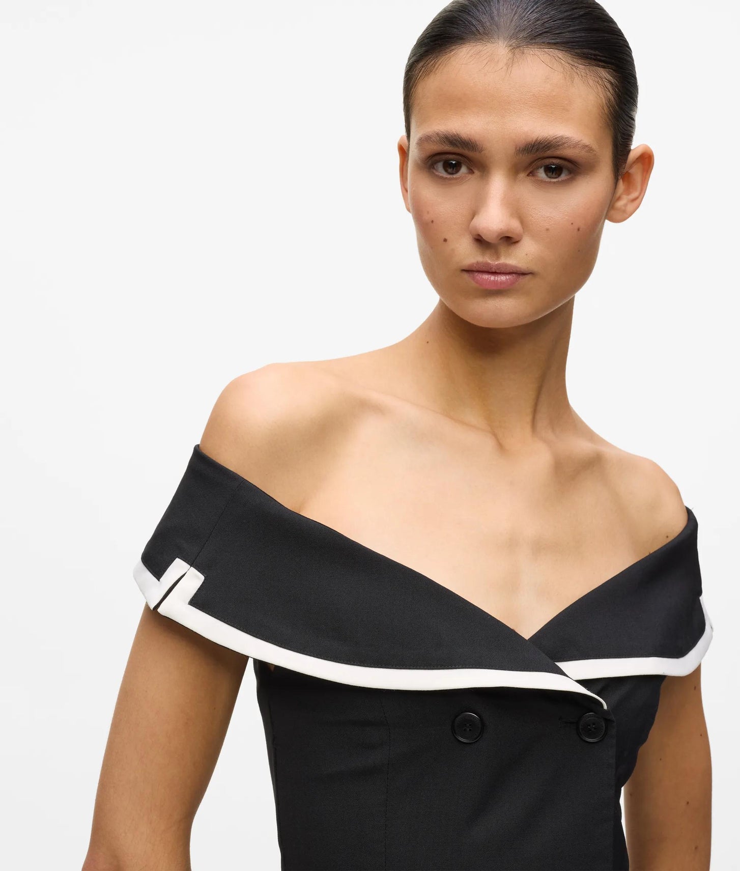 Karl Lagerfeld Off Shoulder Blazer Dress Black/White