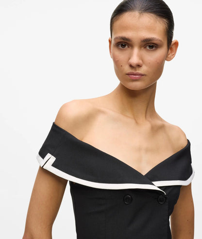 Karl Lagerfeld Off Shoulder Blazer Dress Black/White