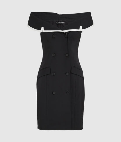 Karl Lagerfeld Off Shoulder Blazer Dress Black/White