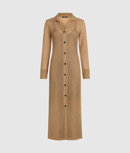 Karl Lagerfeld Crochet Knit Dress Nougat