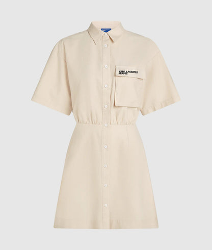Karl Lagerfeld Short-Sleeved Utility Dress Whitecap Grey