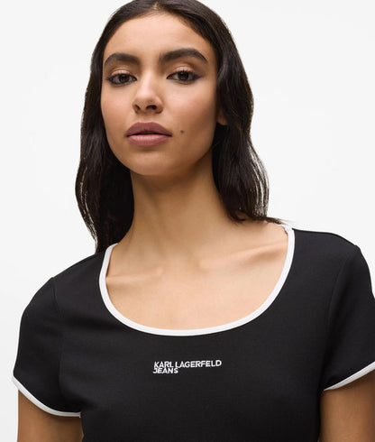 Karl Lagerfeld Short-Sleeved Fitted Dress Black