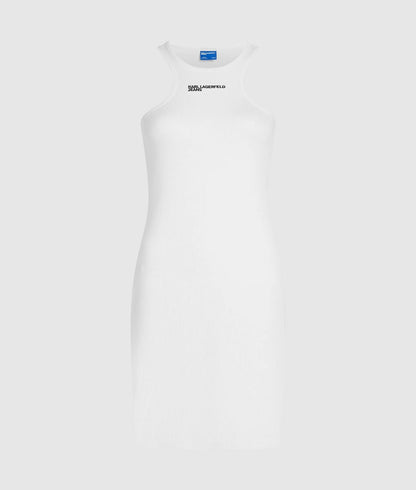 Karl Lagerfeld Ribbed Racer Dress White