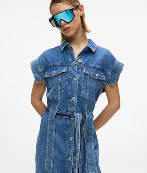 KarlLagerfeld Double Mesh Denim Shopper Washed Mid Blue