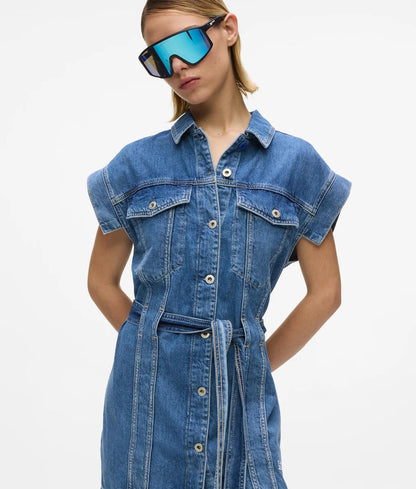 KarlLagerfeld Double Mesh Denim Shopper Washed Mid Blue