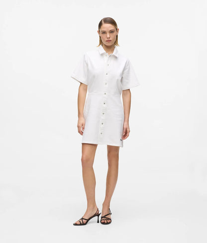 Karl Lagerfeld Short-Sleeved White Denim Dress White Denim