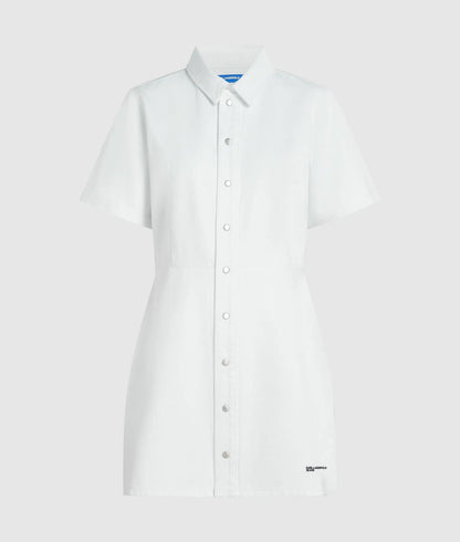 Karl Lagerfeld Short-Sleeved White Denim Dress White Denim