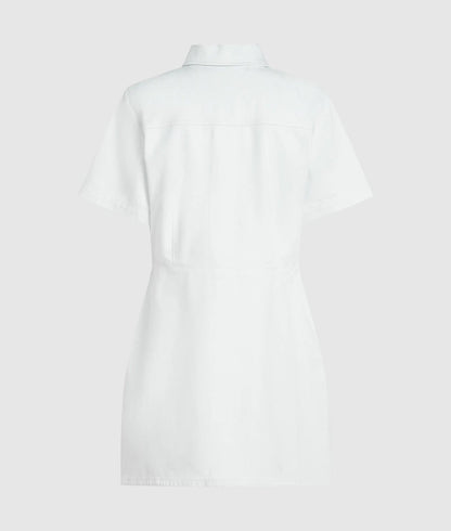 Karl Lagerfeld Short-Sleeved White Denim Dress White Denim