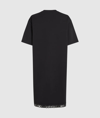 Karl Lagerfeld Lace Hem Relaxed T-Shirt Dress Black