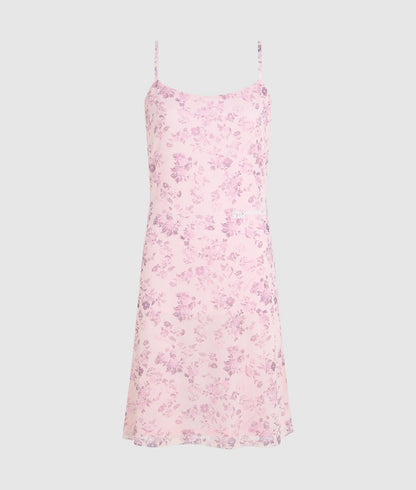Karl Lagerfeld Floral Mesh Slip Dress Floral All Over Print Pink