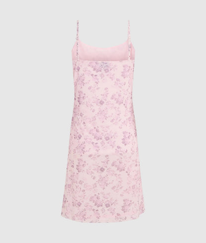 Karl Lagerfeld Floral Mesh Slip Dress Floral All Over Print Pink