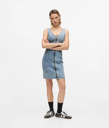 Karl Lagerfeld V-Neck Denim Dress Vintage Light Blue