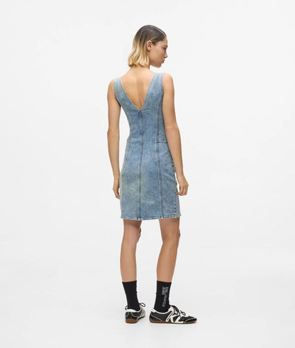 Karl Lagerfeld V-Neck Denim Dress Vintage Light Blue