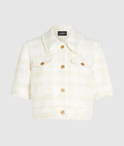 Karl Lagerfeld Short-Sleeved Bouclé Blazer Pristine