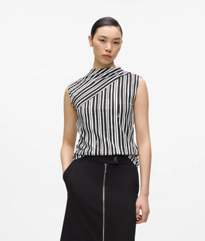 KarlLagerfeld Ikon Mesh Small Tote Bag Black Stripes