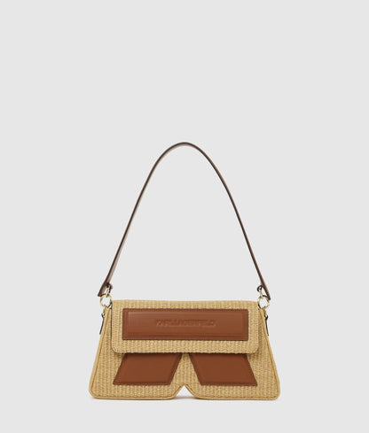 KarlLagerfeld Ikon K Woven Shoulder Bag Natural-Tan