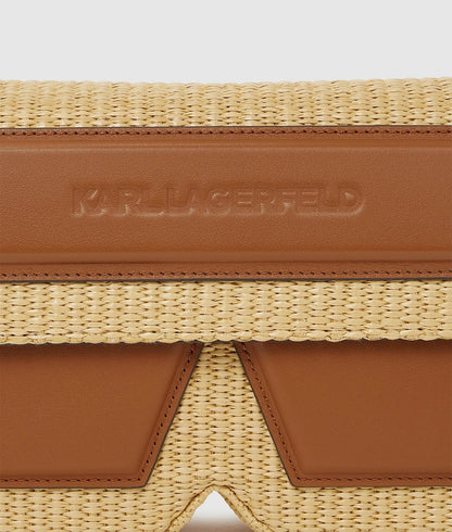 KarlLagerfeld Ikon K Woven Shoulder Bag Natural-Tan