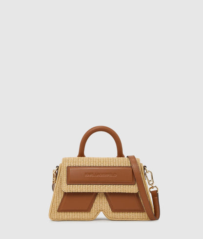 KarlLagerfeld Ikon K Woven Top Handle Bag Natural-Tan