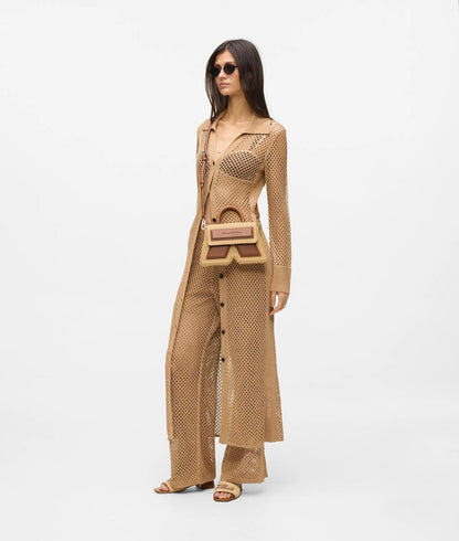 KarlLagerfeld Ikon K Woven Top Handle Bag Natural-Tan
