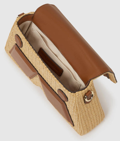 KarlLagerfeld Ikon K Woven Top Handle Bag Natural-Tan