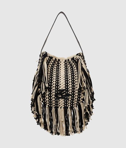 KarlLagerfeld Kautograph Fringe Shoulder Bag Black/White