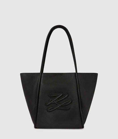 KarlLagerfeld Kautograph Patch Medium Tote Bag Black-Nickel
