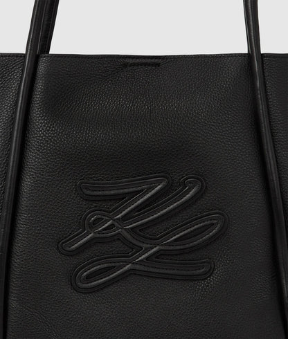 KarlLagerfeld Kautograph Patch Medium Tote Bag Black-Nickel
