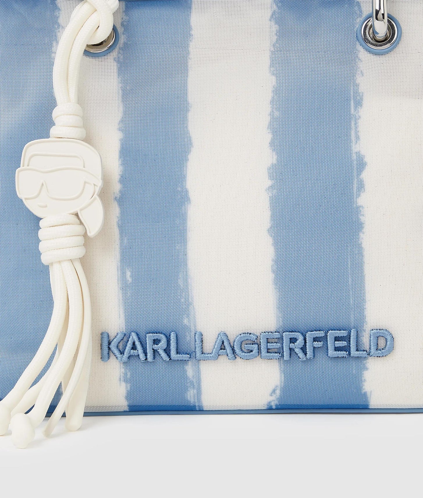 KarlLagerfeld Ikon Mesh Small Tote Bag Blue Bloom Stripes