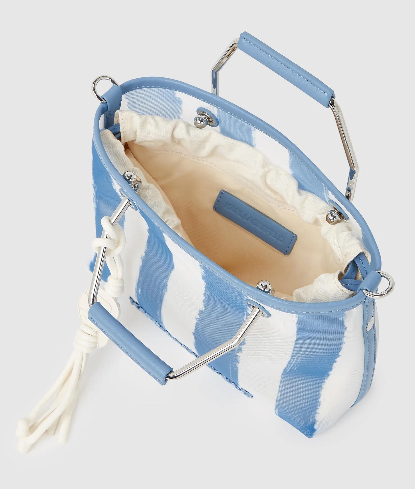 KarlLagerfeld Ikon Mesh Small Tote Bag Blue Bloom Stripes