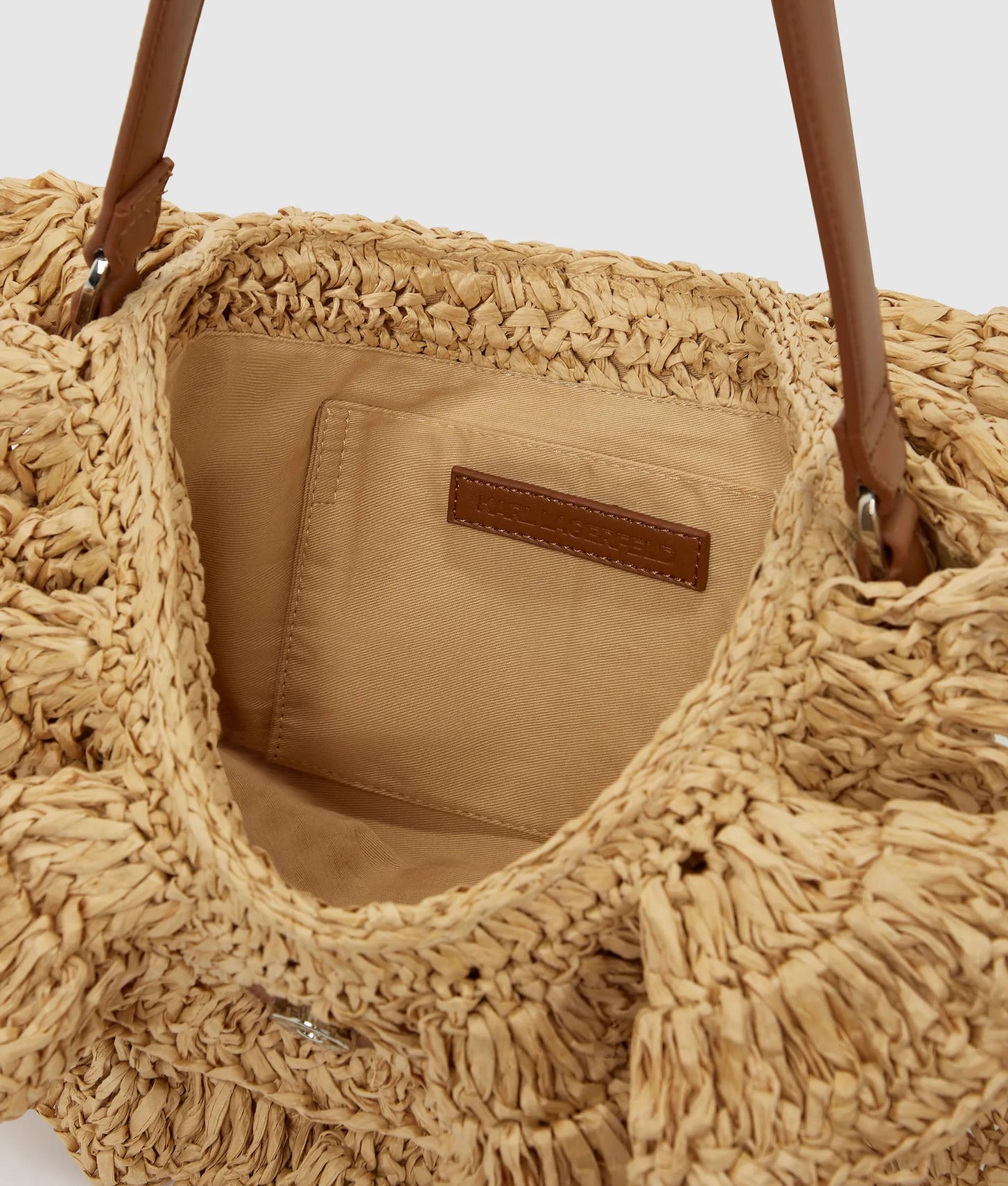 KarlLagerfeld Ksignature Ruffle Shoulder Bag Natural-Tan