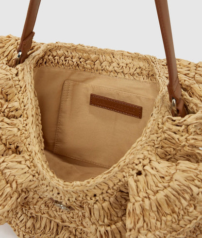 KarlLagerfeld Ksignature Ruffle Shoulder Bag Natural-Tan