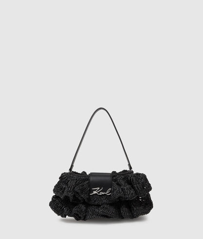 KarlLagerfeld Ksignature Ruffle Shoulder Bag Black