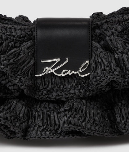 KarlLagerfeld Ksignature Ruffle Shoulder Bag Black