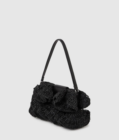 KarlLagerfeld Ksignature Ruffle Shoulder Bag Black