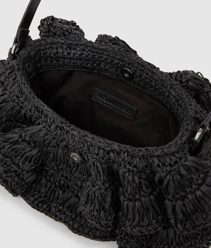 KarlLagerfeld Ksignature Ruffle Shoulder Bag Black